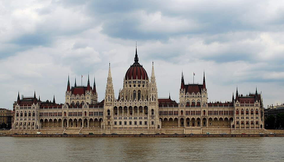Hungarian Parliament beside the Danube in Budapest